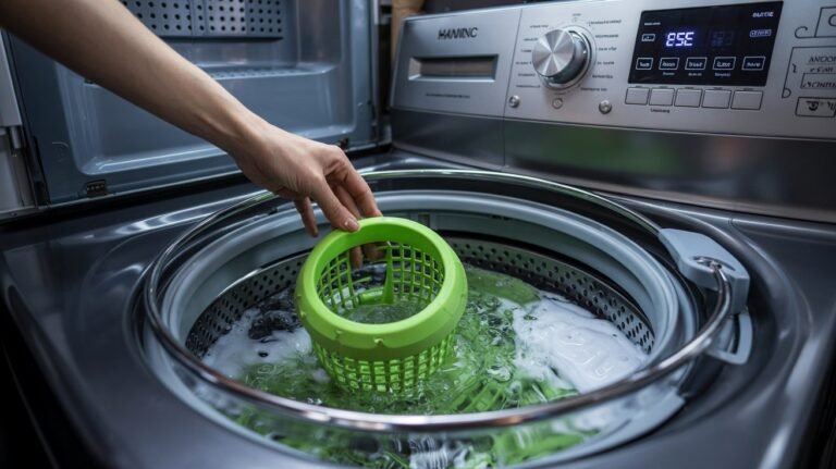 Vệ sinh lồng máy giặt. Việc này sẽ loại bỏ mùi khó chịu và nấm mốc trên miếng đệm.